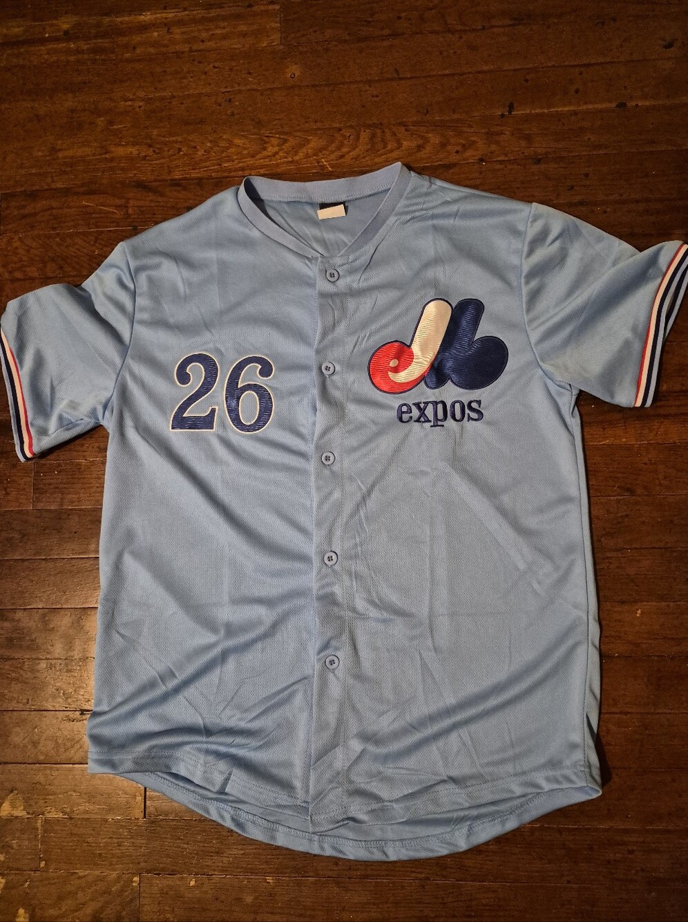 Montreal Expos Light Blue Baseball Jersey Mens Sz Large
